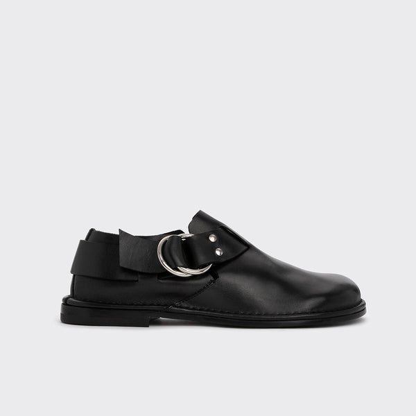 PIERRE HARDY ローファー レザー リボン ブラック 羊革 Unisex NIRVANA loafer in calfskin with double metal ring — PIERRE