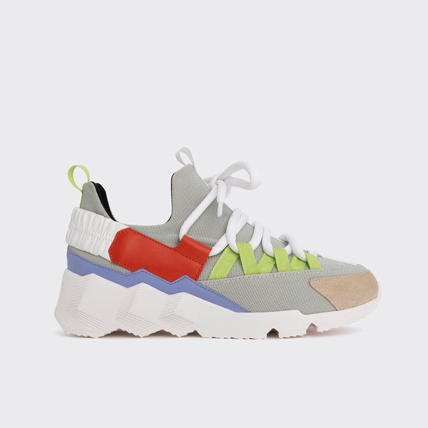 TREK COMET sneakers for women in grey canvas and lilas & orange