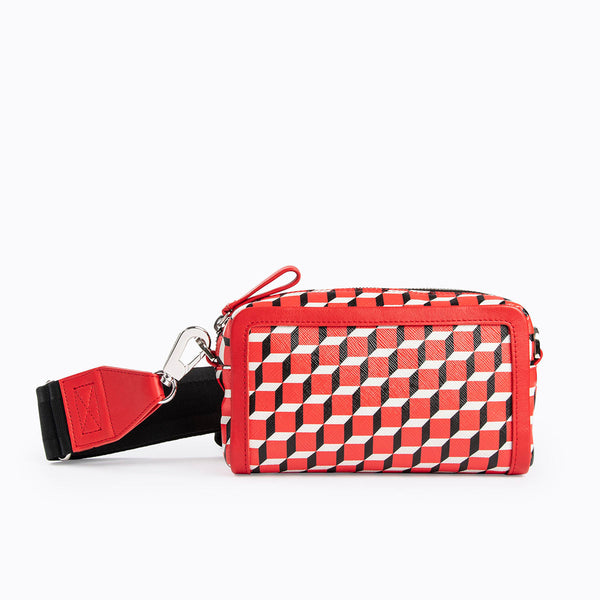 CUBE BOX unisex bag in red Cube canvas & red leather — PIERRE HARDY
